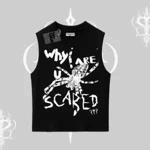 Beyaz Kolsuz Tişört Why are u Scared