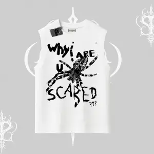 Beyaz Kolsuz Tişört Why are u Scared