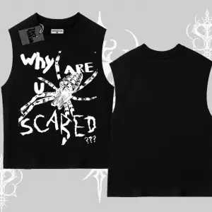 Beyaz Kolsuz Tişört Why are u Scared