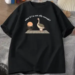 Beyaz Komik Kaz Ördek Tshirt Trend Tee BaskıTshirt Vintag