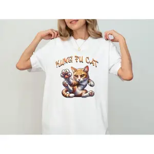 Beyaz Komik Kedi Kung Fu Kedi Tee Komik Kedi Baba Tee Kedi Meme Kedi Severler Yaz Yen