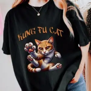 Beyaz Komik Kedi Kung Fu Kedi Tee Komik Kedi Baba Tee Kedi Meme Kedi Severler Yaz Yen