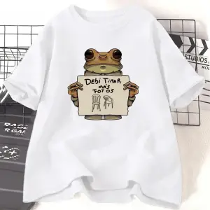 Beyaz Komik Kurbağa Dtmf Nedensel Debi Tirar Mas Fotoğrafları Baskılı O B