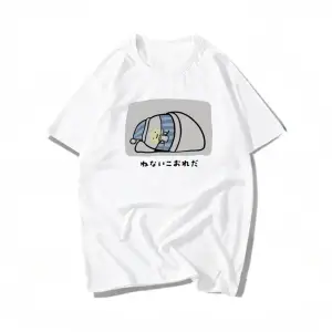 Beyaz Komik Sloganı Im Late for Work Mizah Vintage Japonya Kanji Hiçbir Fikir Baskılı T Sh