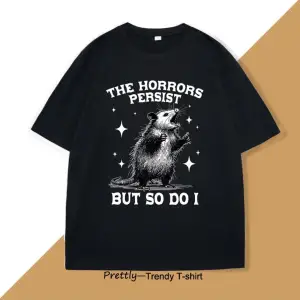 Beyaz Korku Kalıcı Ama Bu yüzden Yaparım Retro Opossum Komik Tshirt Sokak