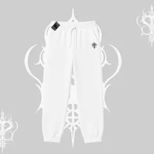 Beyaz Lastikli Eşofman Altı Özel logolu