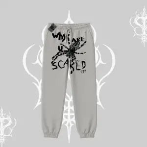 Beyaz Lastikli Eşofman Altı Why are u Scared