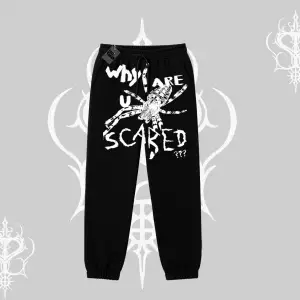 Beyaz Lastikli Eşofman Altı Why are u Scared