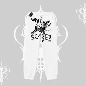 Beyaz Lastikli Eşofman Altı Why are u Scared