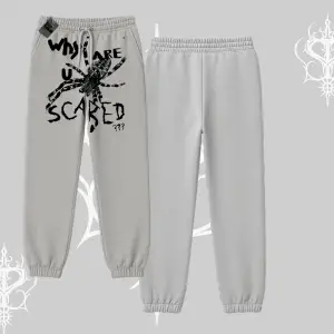 Beyaz Lastikli Eşofman Altı Why are u Scared