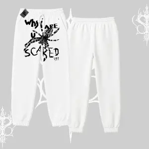 Beyaz Lastikli Eşofman Altı Why are u Scared