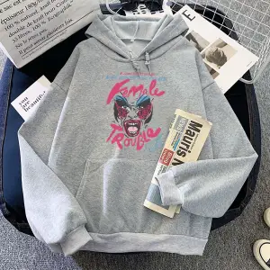 Beyaz Musical Female Trouble Hoodies for Winter Casual Printing Roupas Femini