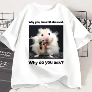 Beyaz Neden Bu Kadar Stres Komik Baskı Weirdcore Unhinged Hayvan Fare Gra