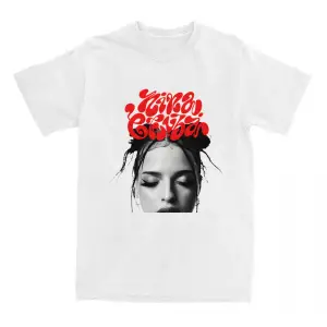 Beyaz Nina Chuba Baskı leri Yuvarlak Boyun Yaz Yumuşak