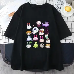 Beyaz Omori Yaz Baskı Harajuku Unisex Yaz Tshirt Jap