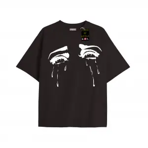 Beyaz Oversize T-shirt ağlayan gözler Özel tasarım