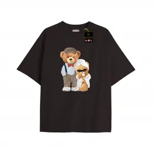 Beyaz Oversize T-shirt ayıcık bornoz Özel tasarım