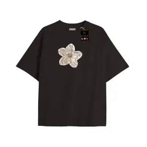 Beyaz Oversize T-shirt bej çiçek Özel tasarım