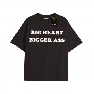 Beyaz Oversize T-shirt bıg heart bıgger ass Özel tasarım
