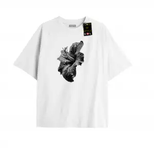 Beyaz Oversize T-shirt çiçek Özel tasarım