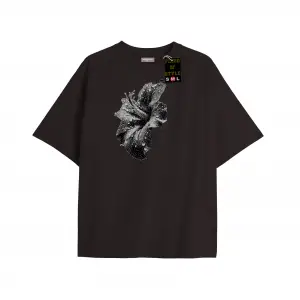 Beyaz Oversize T-shirt çiçek Özel tasarım