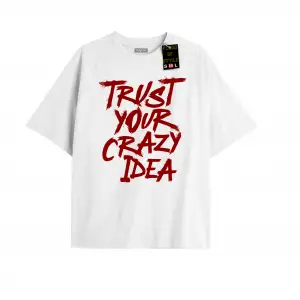 Beyaz Oversize T-shirt çılgın Özel tasarım