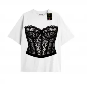 Beyaz Oversize T-shirt danteli Özel tasarım