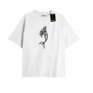 Beyaz Oversize T-shirt deniz kızı Özel tasarım