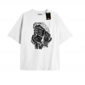 Beyaz Oversize T-shirt el yüz tasarımı Özel tasarım