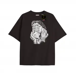 Beyaz Oversize T-shirt el yüz tasarımı Özel tasarım