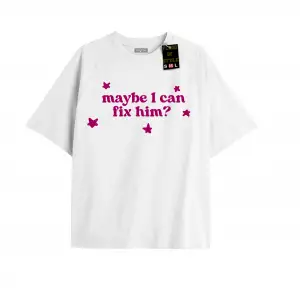 Beyaz Oversize T-shirt fixhim Özel tasarım