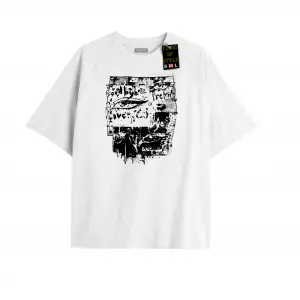 Beyaz Oversize T-shirt göz baskı Özel tasarım