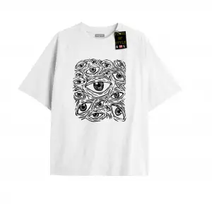Beyaz Oversize T-shirt gözler Özel tasarım