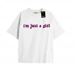 Beyaz Oversize T-shirt ımjustagirl Özel tasarım