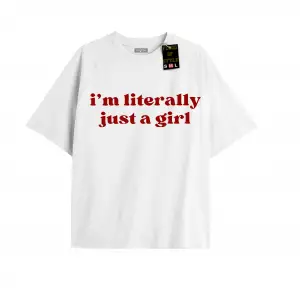 Beyaz Oversize T-shirt ımliterallyjustagirl Özel tasarım
