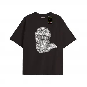 Beyaz Oversize T-shirt kafa şal desen Özel tasarım