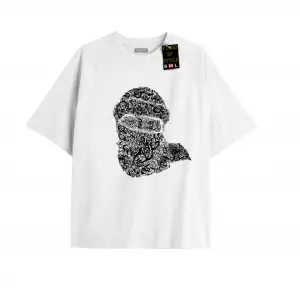 Beyaz Oversize T-shirt kafa şal desen Özel tasarım