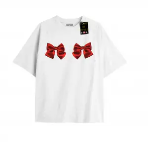 Beyaz Oversize T-shirt kurdalye Özel tasarım