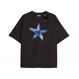 Beyaz Oversize T-shirt mavi Özel tasarım