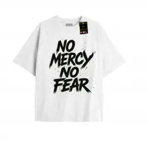 Beyaz Oversize T-shirt merhamet yok Özel tasarım