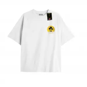 Beyaz Oversize T-shirt minimal güneş ağaç Özel tasarım