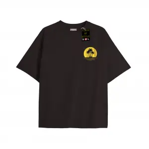 Beyaz Oversize T-shirt minimal güneş ağaç Özel tasarım