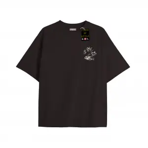 Beyaz Oversize T-shirt minimal kedi patisi Özel tasarım