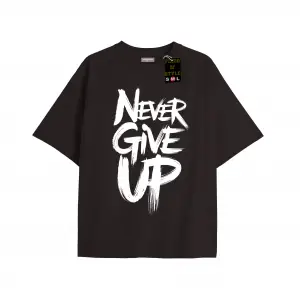 Beyaz Oversize T-shirt nevergiveup Özel tasarım