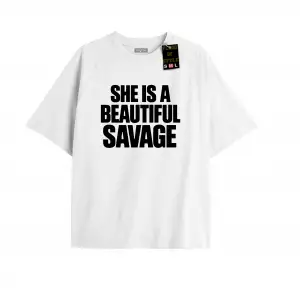 Beyaz Oversize T-shirt o güzel ve vahşi kadın Özel tasarım