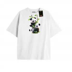 Beyaz Oversize T-shirt pandalar Özel tasarım