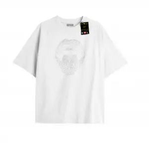Beyaz Oversize T-shirt taş desenli agız Özel tasarım