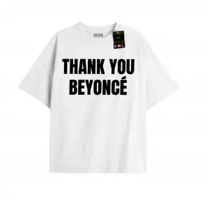 Beyaz Oversize T-shirt thank you Özel tasarım