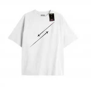 Beyaz Oversize T-shirt uçak Özel tasarım