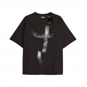 Beyaz Oversize T-shirt yarım yüzz Özel tasarım